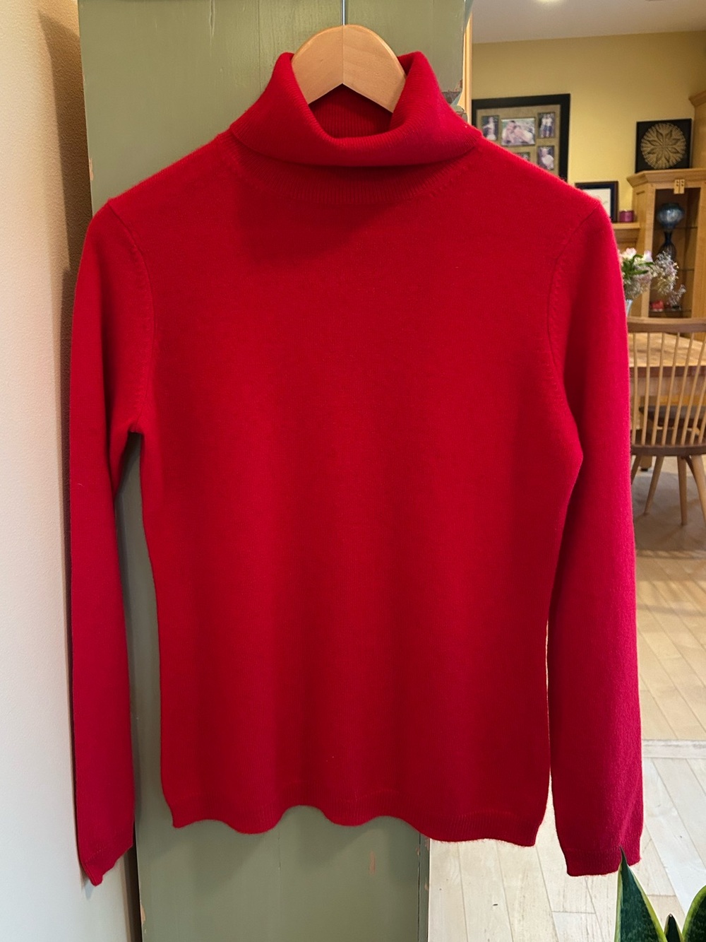 Sofie is 100% Cashmere Turtleneck Sweater in Red Size Medium